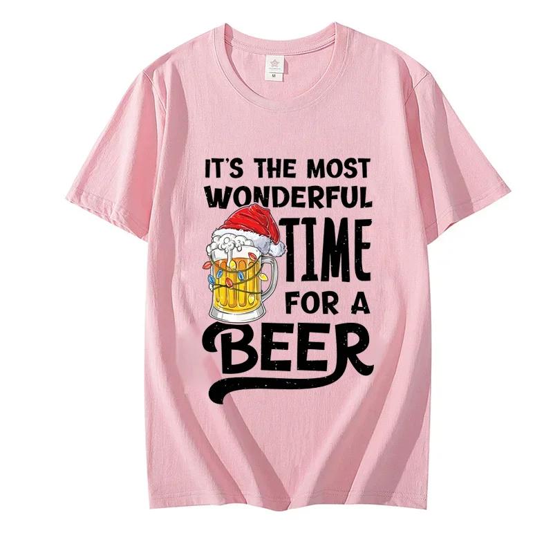 

Это самое прекрасное время для пива, мужская футболка, рождественский пивной принт, топы, женские, с коротким рукавом, свободного покроя, мужская брендовая футболка XXXXXL чёрный