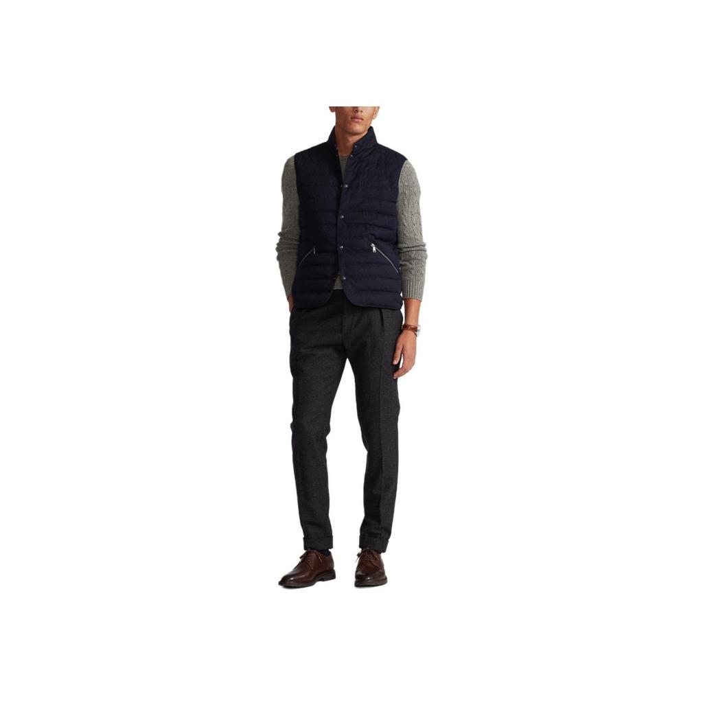 Polo Ralph Lauren Solid Color Single-Breasted Zipper Pocket Stand Collar Sleeveless Down Jacket Men outerwear Navy-Blue MNPOOTW1N220072-410