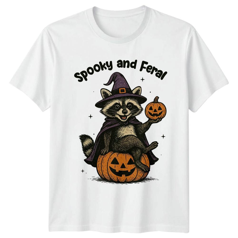 Spooky And Feral Raccoon Halloween Holidays Unisexs TShirt Unisexs Graphic Tee S