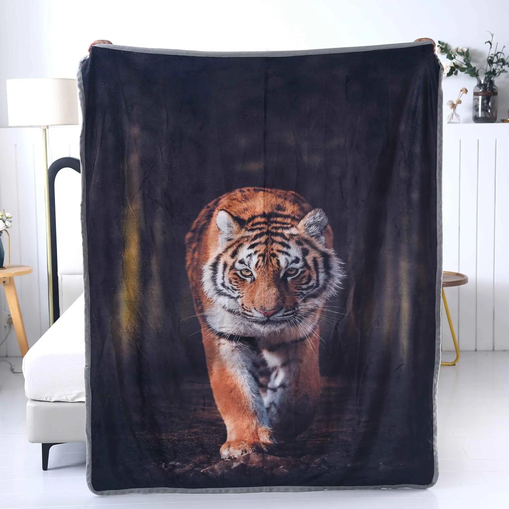 Tiger Blanket Super Soft Warm Bedding Animal Print Throw Blankets Sofa Couch Bedroom Decor Flannel Plush Blanket for All Season