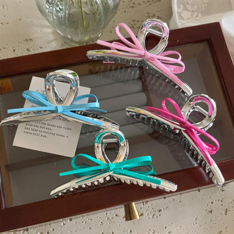 Poike Vivid Kitsch Ribbon Metal Hair Clip Blue