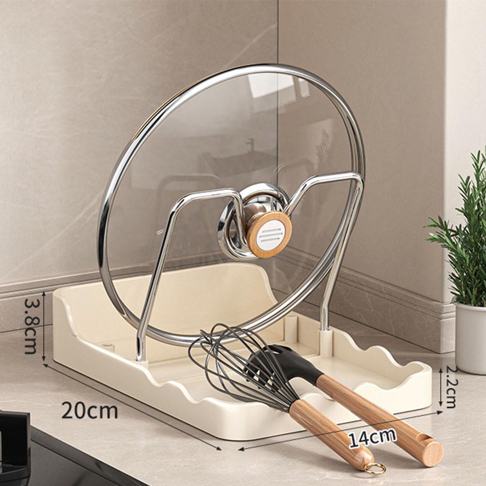 

Stainless Steel Pot Lid Rack Spoon Rest Utensil Placement Rack Kitchen Accessories Beige-2