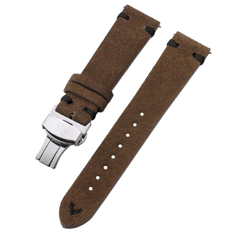 18mm 20mm 22mm Band High Quality Suede Cowhide Strap for Seiko Watchband Butterfly Buckle Wristband Vintage Bracelet Accessories