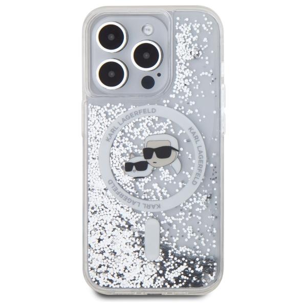 Karl Lagerfeld Klhmp15Xlgkcsgh Iphone15 Pro Max 6.7 Hardcase Transparent Liquid Glitter Karl&Choupette Head Magsafe