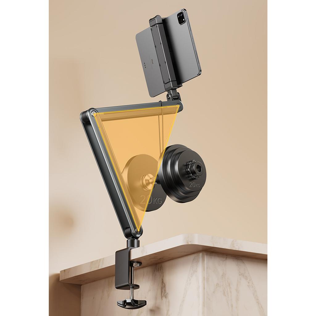 Foldable Tablet Stand Bedside Desktop Overhead Lazy Holder Portable Storage Dual Clamp Live Streaming Phone Stand