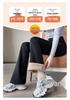 Women's Black Micro-Flare Yoga Pants - Slimming, Elastic, Plush, Extended Autumn/Winter Base Layer