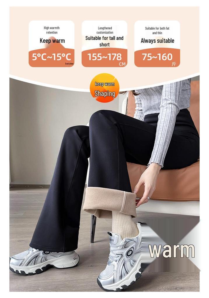 Women's Black Micro-Flare Yoga Pants - Slimming, Elastic, Plush, Extended Autumn/Winter Base Layer