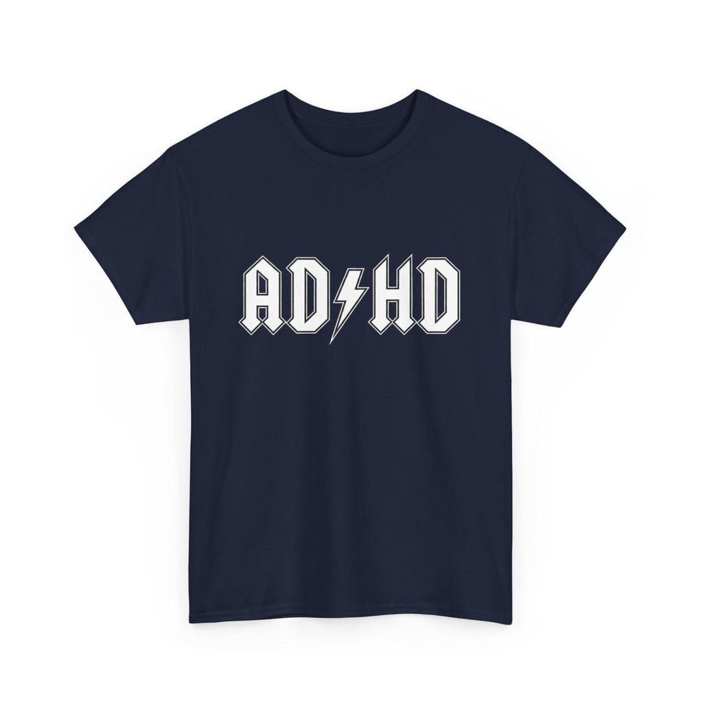 T-shirt da uomo con grafica a lettere ADHD Streetwear Divertente Cotone Oversize Manica Corta