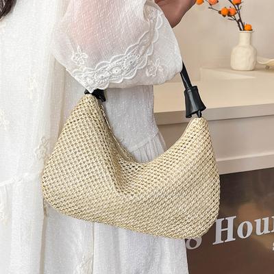 Hand-woven Bag for Women's New Trendy and Fashionable Retro Tote Bag Versatile Large Capacity Shoulder Bag Straw Woven Bag