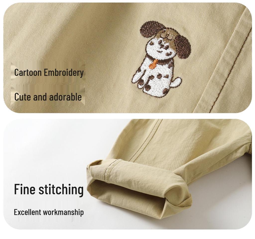 Kaka Panda Children's Spring & Autumn Woven Trousers - Unisex Casual Pants