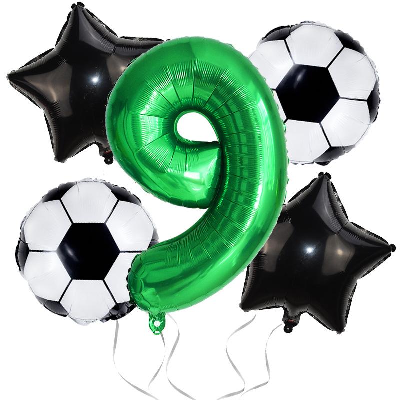 Soccer Birthday Balloon Kit Foil Football Air Globos 32inch Foil Number Balloons Kids Boys Sports Theme Party Favors Supplies