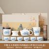 Tea set Festive white porcelain rime pavilion Dehua suet jade set Outdoor travel tea set
