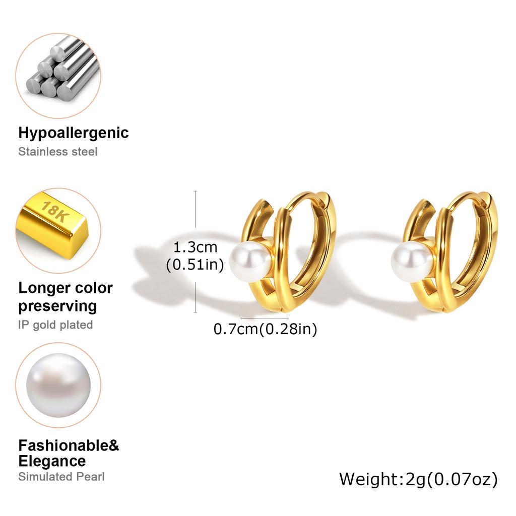 Gold Plated Imitation Pearl Hoop Earrings For Women, Cubic Zircon Butterfly Cross Cherry Earrings, Trendy Jewelry Party Gift