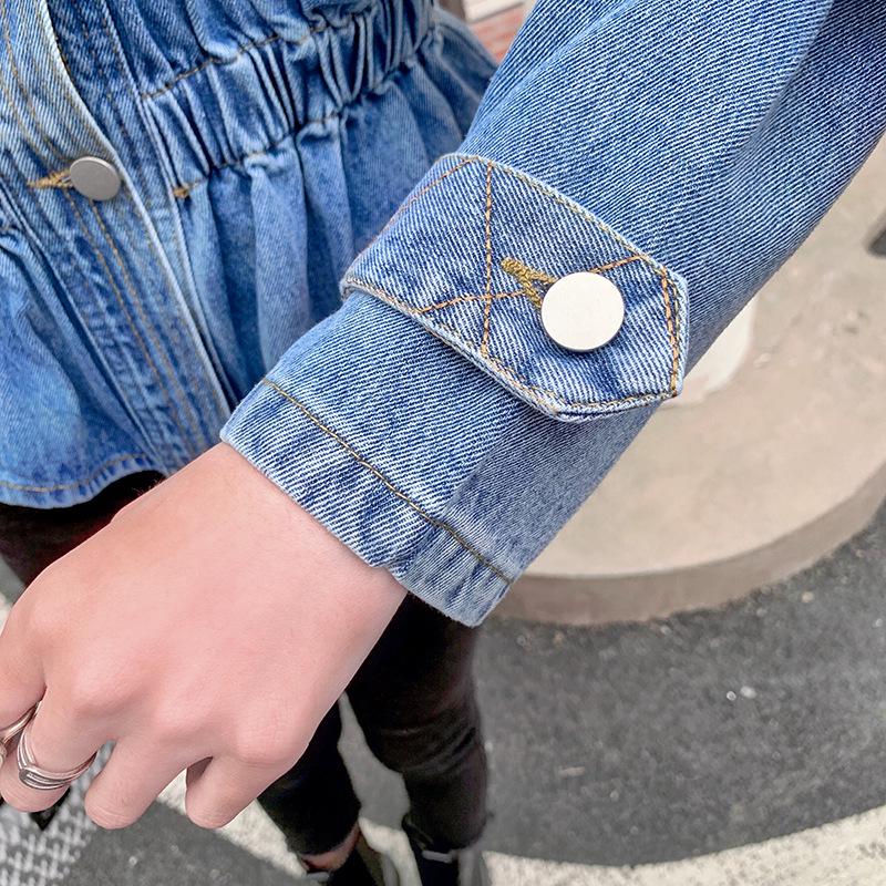 2026 Spring Women's Embroidered Denim Jacket - Korean Style, Loose V-neck, Short Waist-Cinching Fashion.