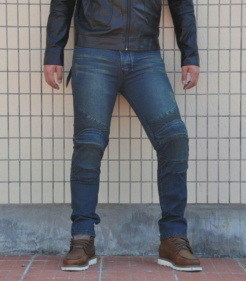 Motorcycle Slim Fit Racing Jeans with Protectors - Windproof, Elastic, All-Season Rider Pants.