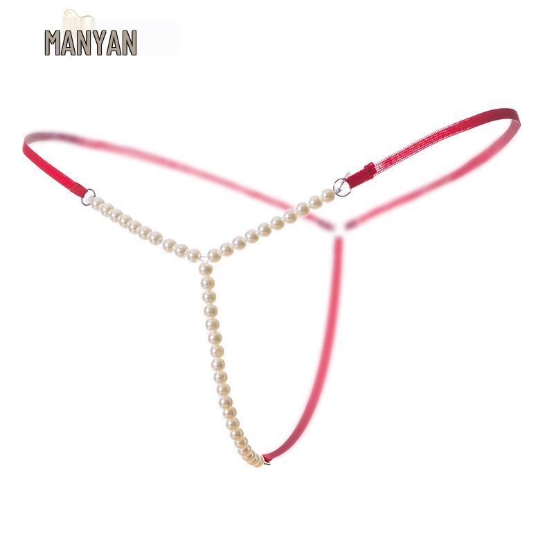 Elegant Sheer Pearl-Accent T-Back Thong Lingerie for Women