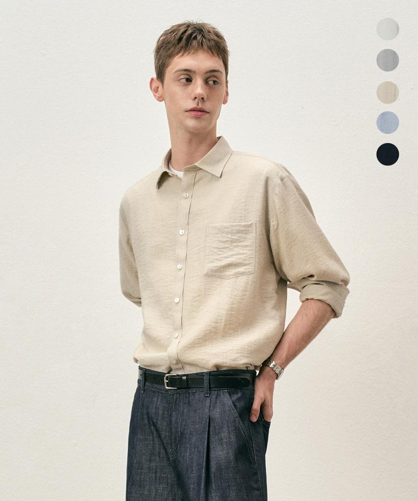 COSTUME O’CLOCK Linen Relaxed Fit Long Sleeve Shirt 5 Color Coossh193