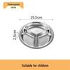 304 Stainless Steel Three-Compartment Lunch Tray for Kids - Round Meal Plate for Kindergarten, Students, and Babies