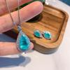 Jewelry Water Drop Pendant Water Drop Stud Earrings Simulation Paraiba Pendant Stud Earrings Jewelry Set
