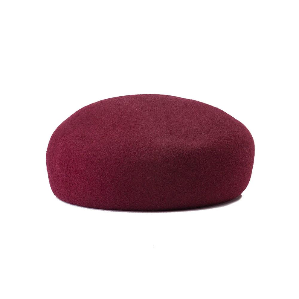 Winter New French Vintage Round Top 100% Wool Fedoras Hat Wedding Church Party Pillbox Caps Warm Women Hard Top Felt Berets Hat