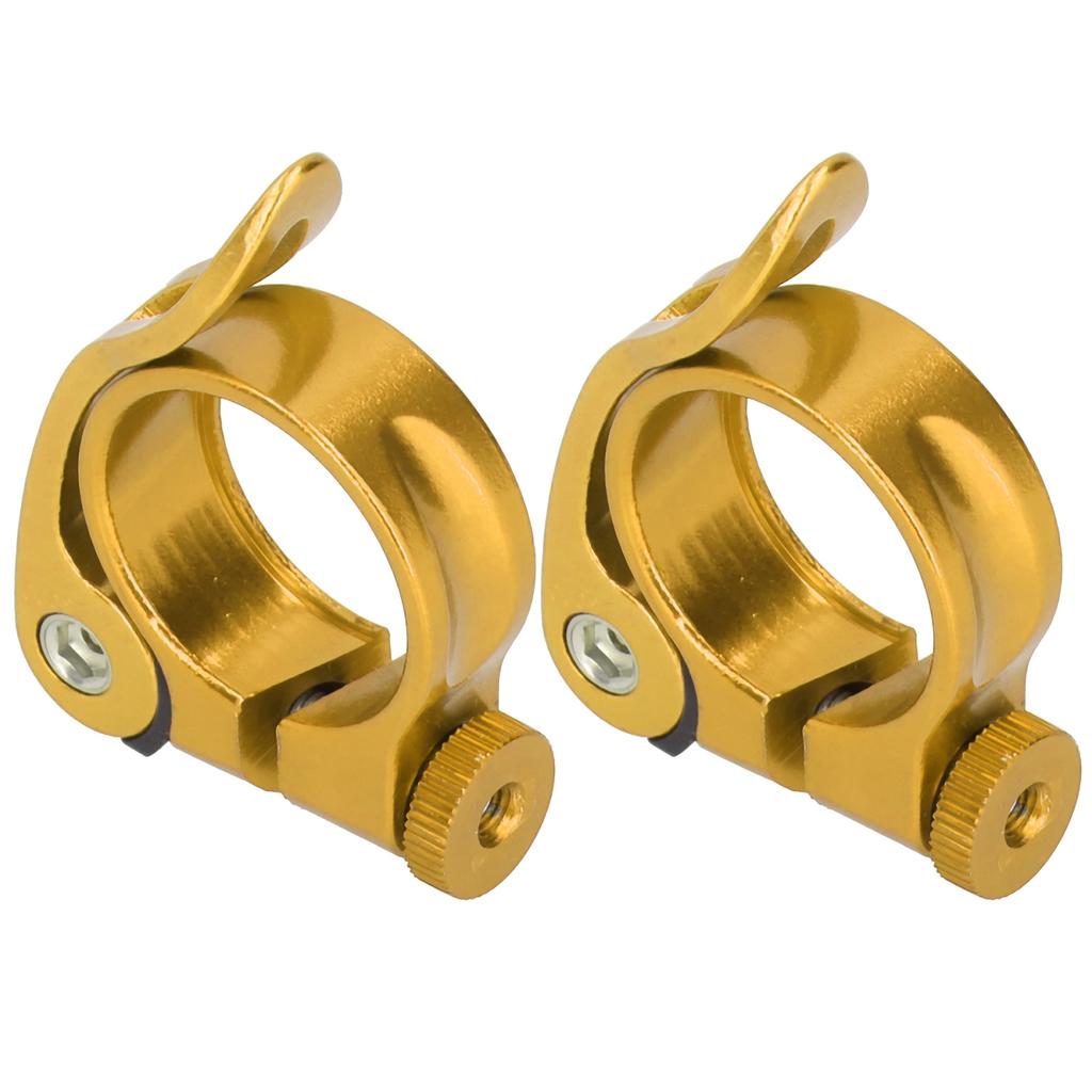 Set 2 Bucăți Colier Tijă Șa Bicicletă 31.8MM Clip cu Eliberare Rapidă pentru Tijă Șa Bicicletă 27.2MM Auriu