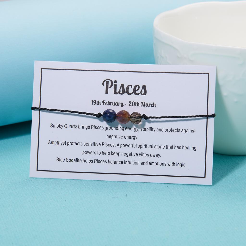 12 Constellation Bracelet Crystal Beads Rope Chain Bracelets for Women Zodiac Sign Libra Aries Wish Card Birthday Jewelry Gifts