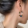Vintage Handmade Beaded Earrings for Women Mix Color Tiger Eyes Stone Crystal Pearl Beads Drop Earrings Elegent Luxury Jewelry