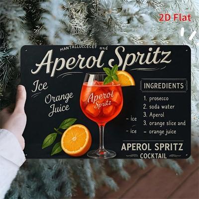 Vintage Tin Sign Aperol Spritz Recipe Metal Wall Art Kitchen Bar Decor