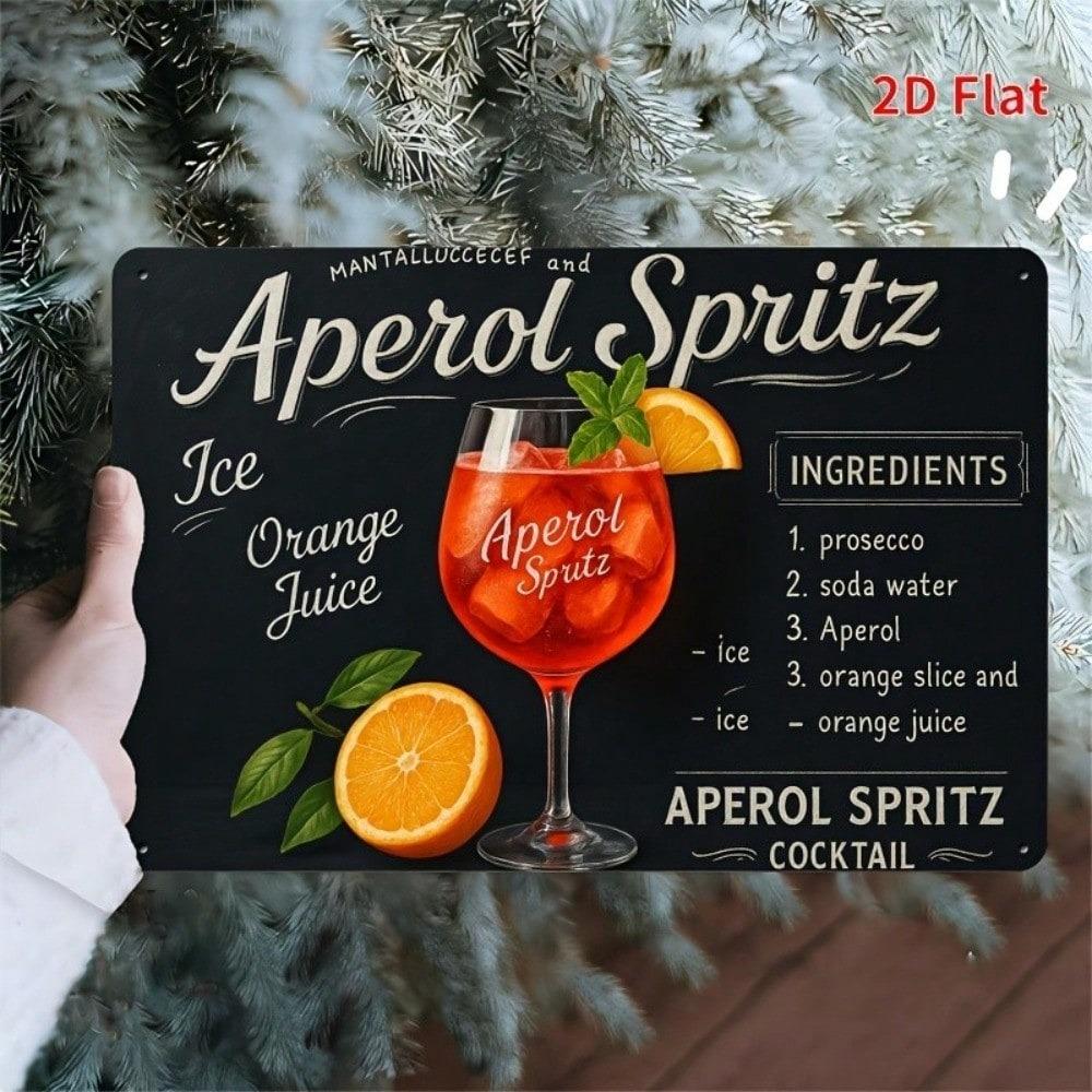 Vintage plechová cedule Recept na Aperol Spritz Kovové nástěnné umění Dekorace do kuchyně a baru