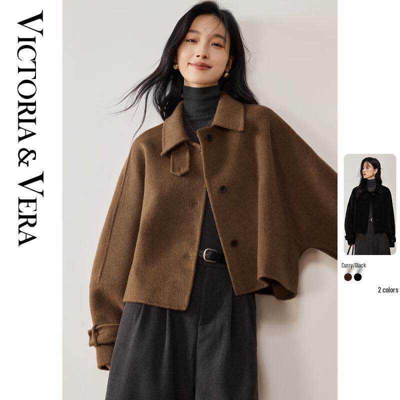 VICTORIA&VERA Women's Retro Short Double-Faced Wool Coat V9017D08