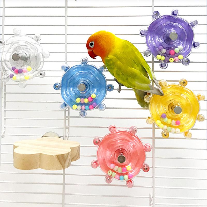 Interactive Toy for Parrots, Bird Cage, Rotating Candy Dispenser, for Stimulation and Mental Entertainment