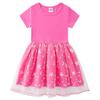 Korean Style Children's Princess Dress - Short/Long Sleeve with Stars, Rainbow Sequins, and Mesh Pleats for Spring, Summer, and Autumn