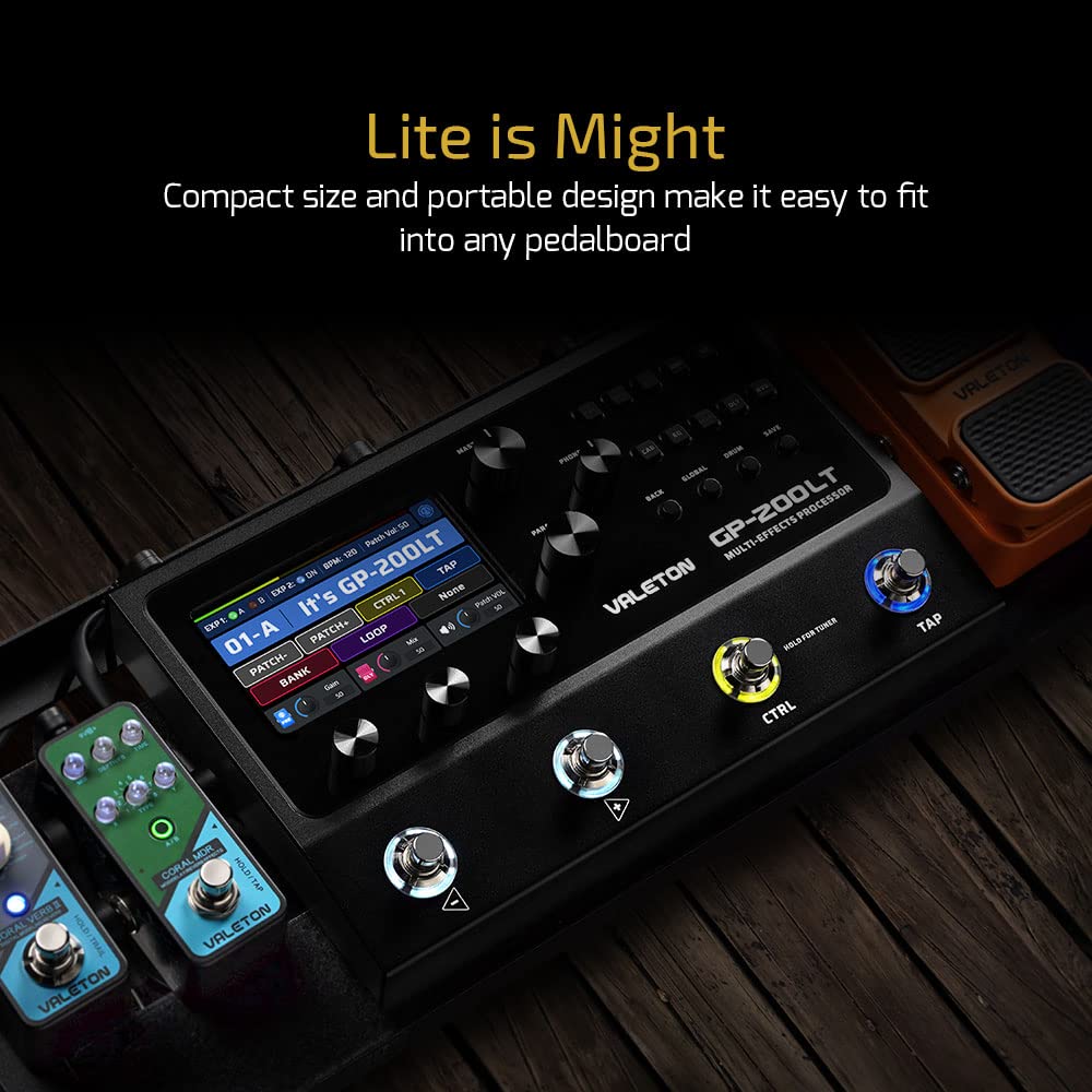 Valeton Pedal Processor for Guitar and Bass Amp IR Cabinet FX MIDI Stereo OTG USB Audio Interface GP-200LT Multi-Effects Pedals, Modeling, Simulation,