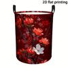 1pc Laundry Basket, Round Storage Basket, Foldable with Handle, Cherry Blossom Pattern Design - Foldable Portable Storage Basket. Suitable for Bedroom
