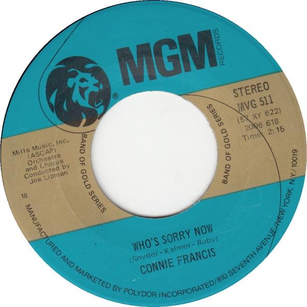 

7inch Record CONNIE FRANCIS Whos Sorry Now MVG511 MGM Records US Rock Used