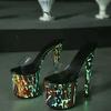 Fashion Designer 20CM Hentian High Nightclub High Heel Shoes Fluorescent Sandals Women's Shoes Walking Show Steel Pipe Dance Shoes