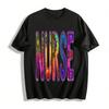 Bohemian Mandala Pattern NURSE Graphic Casual Tee Pure Cotton T-shirt