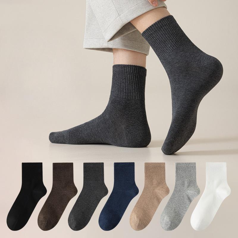 Men's Mid-calf Socks for Autumn and Winter, Pure Cotton Sweat-absorbing and Deodorizing Sports Socks, Antibacterial Long Calf Socks for Winter