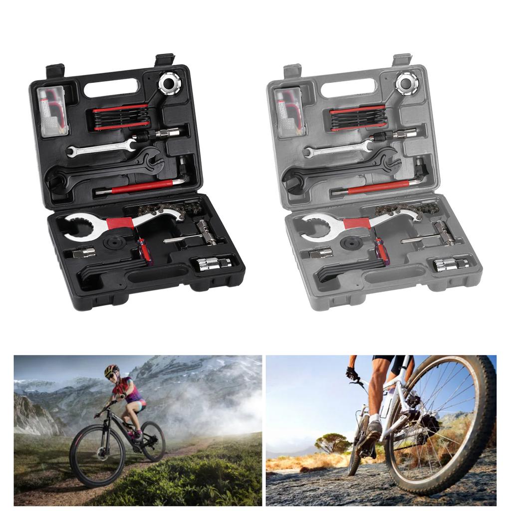 Rennrad Reparaturwerkzeugsets mit Zahnkranzabzieher Schraubenschlüssel Kettennieter Fahrrad Multitool Fahrräder Wartungswerkzeug