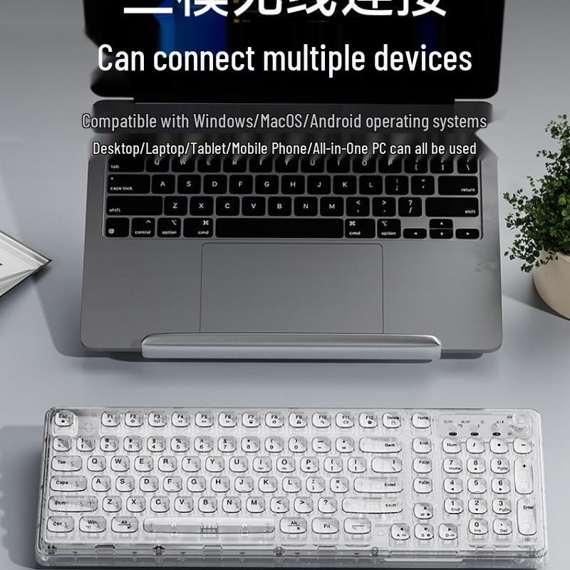 Z99 Transparent Crystal Wireless Bluetooth Keyboard and Mouse Set - Mechanical and Stylish for Girls' Office Use