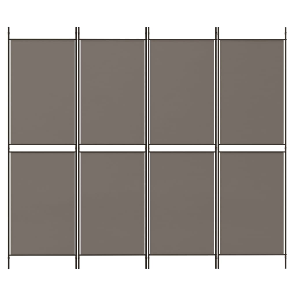 4 Piece Anthracite Folding Screen 200 X 180 Cm Fabric