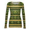 Women's And Winter Slim T-shirt Fashion Casual Printing Round Neck Pullover Long Sleeve Top