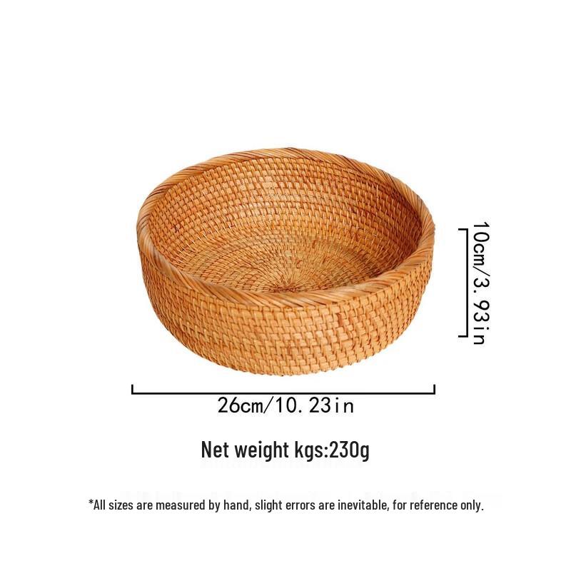 Deep Round Hand-Woven Rattan Fruit Basket