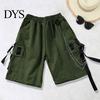 Sports Shorts Mid-Rise Elastic Waistband Multi Pockets Chain Strap Decor Casual Men Outdoor Fitness Cargo Short Pants Gym