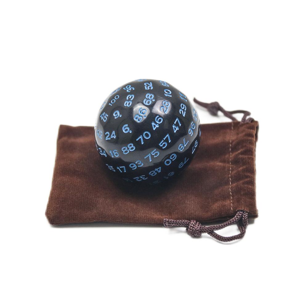 

Многосторонние игральные кости, 100 сторонних чисел, акрил D100, 49 мм, черный, с сумкой для развлечения, развлечений на детских вечеринках синий