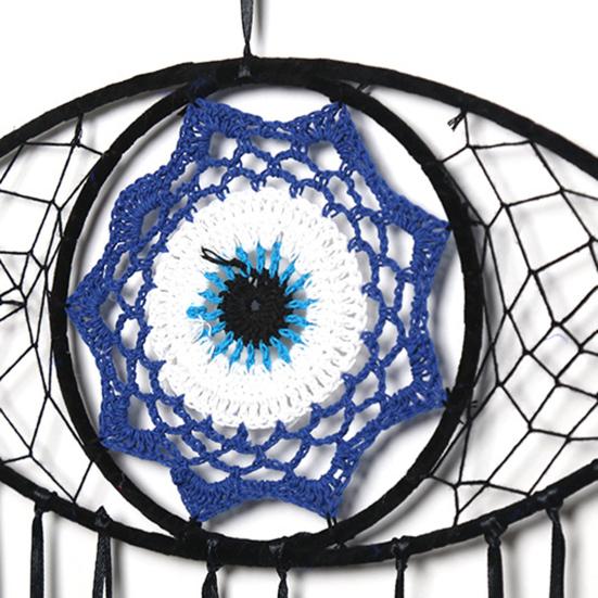 Boho Style Evil Eye Dream Catcher Handmade Blue Wall Hanging Woven Dream Catcher for Home Office Bedroom Living Room