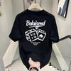 Heavy Cotton American White And Black Short-Sleeved T-Shirt Men'S Trendy Top Large Size Loose T-Shirt Half Sleeve