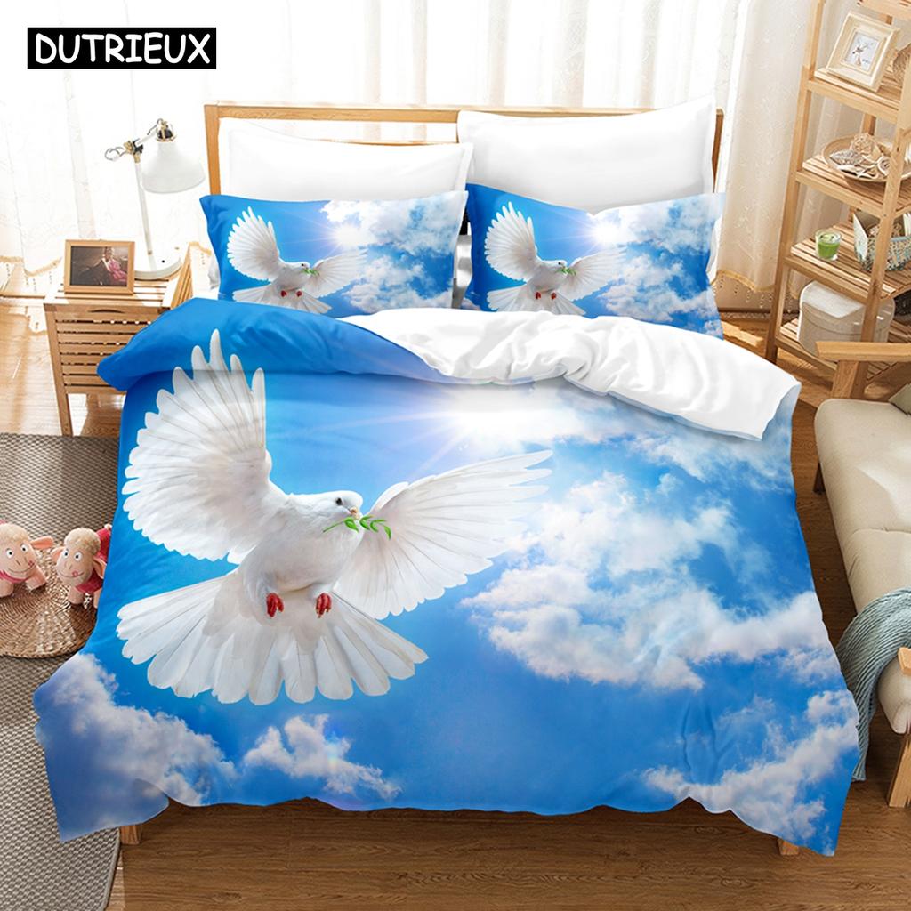 3D-Design Gedrucktes Premium-Qualität Tier Taube Bettwäsche-Set Daunendecke mit Kissenbezug Doppelbettgröße Einzelbett King-Größe