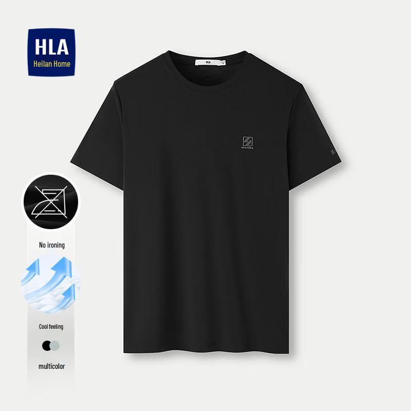HLA Men s Round Neck Cool-Feel Slim Fit Short Sleeve T-Shirt S