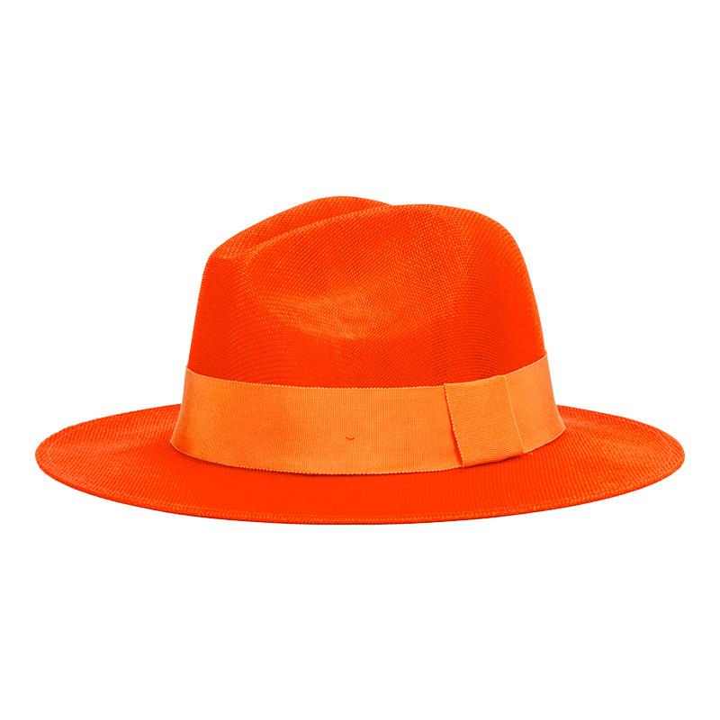 Herrenhut Panama-Hut Französischer Sommer Hut mit großem Rand Retro Britischer Panama-Hut Outdoor Reise Strand Sonnenhut Sombrero Hombre 56-58cm orange